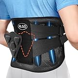 HLGO Rückenstützgürtel mit Stützstreben + 3D Lendenpolster, Rückenbandage Lendenwirbelgürtel für Damen/Herren, Bequem Atmungsaktiv Stabil, Lindern Schmerzen im unteren Rücken bei Arbeit/Sport (3XL)
