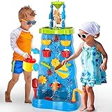 Wassertisch Wasserfall für Kleinkinder 1-3, Outdoor Spielzeug für Kinder Kleinkinder Jungen Mädchen, Zweiseitige Wasserfall Sand Aktivität Tische Sommer Outdoor Spielzeug für Kleinkinder Alter 3-5 5-7