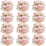 OJMHD 12 Bündel künstliche Pfingstrosen Blumen, Rose Seide Rosen Bouquet für Tischdeko, Fake Seidenblumen für Hochzeit Party Tischaufsätze Blumenarrangement Heim Küche Deko