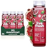 LiveFresh Granatapfelsaft Kaltgepresst¹ – 6x250ml – 100% Granatapfel Direktsaft ohne Zusätze – Nicht erhitzt – In Deutschland hergestellt