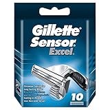 Gillette Sensor Excel Rasierklingen für Rasierer, 10 Ersatzklingen für Nassrasierer Herren mit Doppelklinge