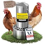 EDELTROOX® Futterautomat 4Liter Volumen Ideal für Hühnerfutter, Entenfutter, Wachtelfutter I Rostfreier Edelstahl I Sicher & Robust FREI VON SCHARFEN Kanten I Aufhängbar I SPART BIS ZU 40% Futter EIN