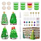Modelliermasse Lufttrocknend, Weihnachtsbaum-Bastelsets für Kinder, DIY-Bastelset für Weihnachtsbaum aus Ton, 12 Teile Weihnachtsbasteln Set, Weihnachten Überraschungen Geschenk für Mädchen Jungen
