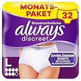 Always Discreet Inkontinenz-Höschen Plus Für Frauen, L, 32 Höschen, Verhindert Auslaufen Und Gerüche, Angenehm Und Kaum Spürbar