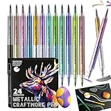 12-Piece Coloring Pens Set, 24 Vibrant Colors, Soft Tip Waterproof Oil Paint Pens for Paper, Glass, Wood, Fabric, Canvas, Perfect for Kids, Adults, Home, School, Scrapbook, Birthday, or Party Favors