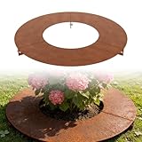 Froadp Runder Baumring aus Wetterfestem Stahl, Ø 60 cm Rasenkante für Bäume & Sträucher, Robuster Mähroboter-Schutz, Kreisförmige Beet- und Raseneinfassung, Innendurchmesser 30 cm, Rostfarbe