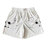 DIOTSR Skyline-Grafik-Shorts für Herren, lässig, Streetwear, coole Basketball-Shorts, Laufen, Workout, Shorts mit Taschen, Skyline-Weiß, X-Klein
