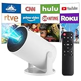 Mini Beamer, Upgrade 4K Smart Heimkino Projektor mit Android 11, 2.4/5G Dual WiFi6, Bluetooth5.4, Auto Trapezkorrektur, 180-Grad-Drehung, 130-Zoll-Display für Phone/PC/Lap (Weiß)
