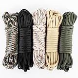 Romon Paracord 550 Seil 30 Meter, Paracord Set 4mm, Paracord Bänder, Schnur Reissfest, Seil Sonnensegel mit 7 Kernen, Survival Paracord, Reepschnur 5 Farben/6 Meters