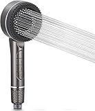 Hochdruck-Duschkopf, energiesparend, 4 Strahlarten, Antikalk-Duschkopf mit 1,5 m Duschschlauch und Duschhalterung (Hellgrau, 25 x 13 x 6 cm))