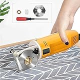 Yontwe Elektrischer Rotations-Stoffschneider Mehrschichtige elektrische Stoffschere mit 1' Schnittdicke für Stoff, Gewebe, Leder und Teppich mit Klingen