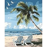 Natuyalo Malen nach Zahlen für Erwachsene – Malen nach Zahlen für Erwachsene, Strand, Malen-nach-Zahlen-Kits, Meereslandschaft, Acryl-Leinwand, Gemälde für Erwachsene, Anfänger, Kinder, Kunsthandwerk