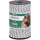 VOSS.farming 400m Weidezaun-Litze Weiß-Schwarz, Zaunlitze Ø 3mm, Hohe Reißfestigkeit, Robuste Edelstahlleiter, Verzinnte Kupferleiter