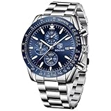 BENYAR Uhren Herren Chronograph Analog Quarz Armbanduhr Herren Wasserdicht Leuchtende Datum Edelstahl Armband Herrenuhr Mode Lässig Sport Business-Kleid Uhren fur Männer Elegantes Geschenk