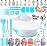 AZOMKER Torten Zubehör, Backzubehör, Tortenplatte Drehbar, Backset, Tortendrehteller, Spritztüllen Set (255 Stück)