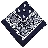 Aomig Bandana Damen Herren, Nickitücher Kopftuch Halstuch Männer, Unisex Tuch Bindetuch, Headwear Haar Schal Paisley Muster,Navy blau (55 x 55 cm)