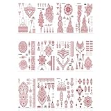 Scinzene Henna Tattoo Set - 14 Blätter Temporäre Tattoos mit 10 Designs, Wasserfest und Hautfreundlich, Ideal für Frauen und Mädchen, Festival, Hochzeit, Strand und mehr