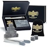 WHISISKEY Whisky Steine Set - 12 Whiskey Steine & Zange - Geschenke für Männer - Männergeschenke - Geburtstagsgeschenk Mann - Geschenkbox - Whisky Zubehör - Eiswürfel Wiederverwendbar