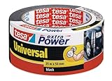 tesa extra Power Universal Gewebeband - Gewebeverstärktes Ductape zum Reparieren, Befestigen, Bündeln, Verstärken oder Abdichten - Schwarz - 25 m x 50 mm