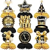 9 Stück Neujahr Tischdekorationen, LMSHOWOWO Frohes Neues Jahr Bienenwabe Mittelstücke Tischdekorationen, Party Tischaufsätze für Silvester Deko 2026 Neujahr Party Zubehör