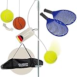 PHIBER-SPORTS Twistball Set [2024 Verbessertes Modell] - Langlebig Dank verbesserter Teile - Swingball für Kinder & Erwachsene - Tennisball an Schnur, Tennis Trainer Spiel Garten & Outdoor