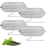 Suuwwn Edelstahl Ball Mesh Teefilter,4 Stück Gewürz/Kräuter/Teesieb Ball Mesh Tea Filter Teekugel mit Kette,Teesieb Rostfreier Gewürzsieb TeeSieb Edelstahl für losen Tee und Mulling Gewürze