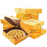 XiyaxiVici 12 Stück Pizzakartons Pizzaboxen Pizzaschachtel Pizzaverpackung 7in Kraftpapier Karton Pizza Muster für Backen, Take-Away-Verpackung 19x19x4cm (Gelb)