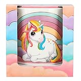 Depesche 12376 Ylvi - Tasse in Weiß, mit Einhorn-Motiv und Regenbogen-Design, Trinkbecher ohne Henkel aus Porzellan, Füllmenge ca. 250 ml