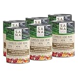 SANA Premium Dog Foods I Nass-Menüs I hoher Fleischanteil, getreidefrei I Verschiedene Sorten und Größen (12 x 400g Dosen, Ziege mit Topinambur, Pfirsich und Distelöl)