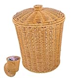 Wäschekorb mit Deckel aus Geflochtenem Material Multifunktionaler für Schmutzige Kleidung für Schlafzimmer und Wohnzimmer Boho Style