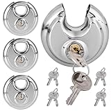 BAIFULAI 4 Stück Rundbügelschloss 70mm, Vorhängeschloss mit 8 Schlüssel, Rundschloss mit Edelstahlschäkel Disc Schloss, Rund Rostfre wetterfest Hängeschloss, Sicherheitsschloss