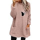 Damen-Sweatshirt, Wintermantel, lockere Wolljacke, langärmeliger Pullover mit Taschen, Reißverschluss, übergroßer Kapuzenpullover, Übergröße, Kapuzenpullover, Sweatshirt, übergroßes T-Shirt, 01-1-Rot,