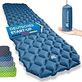 NORDMUT® Isomatte Ultraleicht [mit Reparaturset] kleines Packmaß - Aufblasbare Luftmatratze Camping - Camping Matratze Wetterfest für Outdoor Zelt & Festivals - Blau