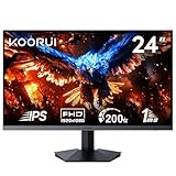 KOORUI 24 Zoll Gaming Monitor 200Hz, Fast IPS PC Bildschirm FHD, Adaptive Sync 1ms, HDR400,HDMI 2.0 & DP 1.4, VESA 75x75 mm