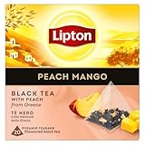 Lipton Schwarztee Peach Mango, mit Pfirsichen aus Griechenland, für einen Moment der Erfrischung, Pyramidenbeutel, 20 Stück