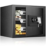 26L Safe Tresor Feuerfest für Zuhause| Digitaler MöBeltresor mit Feuerfest Wasserdicht NotschlüSsel Batteriekasten| Wandtresor mit Zahlenschloss für Bargeld