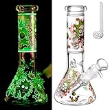 Masenyee 20cm klein Fluoreszierend minibong mit 14.5mm Schüssel und Sieb, Rauchen Glaspfeife bong, Robustes und dickes bong, Rauchen Anfänger, Kompakt zu tragen, Chillum Wasserpfeife-Fire Red