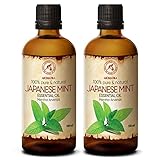 Japanisches Minzöl 2x100ml - Mentha Arvensis - Aromatherapie Ätherische Öle für Diffusers und Duftlampen - Minz Öl für Seifenherstellung und Kerzen - Japanische Minze für Haut & Haare und Raumduft