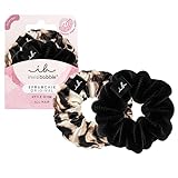 invisibobble Haargummi Schwarz & Leo Scrunchie The Iconic Beauties, 2x Haargummis starker Halt für Mädchen & Damen, Scrunchies Samt Schwarz, 2 Stück