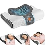 Elviros Orthopädisches Kissen, Memory Foam Zervikale Kopfkissen Einstellbar Ergonomisches Nackenhörnchen für Nacken-und Schulterschmerzen Nackenstützkissen, 61 x 8,5/12,5 x 43cm