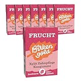Birkengold Xylit Zahnpflege Kaugummi | Frucht | plastikfrei | 8 Stk. | Natürliche Kaumasse (Chicle) | Ohne Erdöl | Zuckerfrei | Naturkosmetik zertifiziert | vegan
