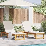 Frdhee Relaxliege Schaukelsessel Schwebeliege,Sonnenliege 2 pcs Braun 53 x 202 x 89cm Massivholz Akazie,Campingliege Für Garten,Pool,Terrasse,Einfach Zu Montieren