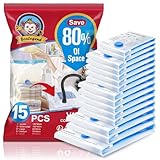 BoxLegend Vakuumbeutel 15 Stück Aufbewahrungsbeutel Reise DickereVakuum Kleiderbeutel 1XXL+2XL+5L+5M+2S Wiederverwendbar für Kleidung Bettdecken Bettwäsche Kissen Wolldecken Vorhänge