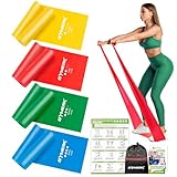 GYMERK Fitnessbänder Set 4er, 1.8M Fitnessband, 4 Widerstandsstufen mit Übungsposter, Gymnastikband mit Tragetasche & Übungsanleitung, Ideal für Yoga, Pilates, Muskelaufbau, Physiotherapie