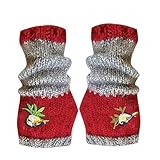 Fingerlose Handschuhe, 23,6 cm, Strickhandschuhe für Damen, Stickerei mit Vogelmuster, warm, weich, leicht zu tragen, Strickhandschuhe, Zubehör für Erwachsene, Kinder, Mädchen, Winter, rot, Refer to