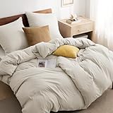 BEDSURE Bettwäsche 135x200 4teilig Leinen - 2 Bettbezüge 135x200 cm + 2 Kissenbezüge 80X80 cm, ÖKO-TEX Bettwäsche-Sets Beige Polyester Mikrofaser mit Reißverschluss