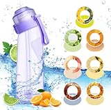 Trinkflasche Luft-Wasserflasche mit 7-Geschmack-Schoten Frucht-Duft-Wasserflasche Gym und Outdoor-Sport Sportwasserbecher Bottle Brush,Nicht giftig für Laufen, Radfahren, Gym, Schule, Büro (Lila)