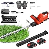 Heckenschere Akku,21V Akku Heckenschere mit 2 Akkus & Ladegerät,500W 1500rpm Heckenscher𝐞 Elektrisch,51cm Schnittlänge,17 mm Zahnabstand,Akk𝐮-Heckenscher𝐞 für Hecken-, Strauch- und Beetschnitt