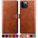 SUANPOT [RFID Schutz für iPhone 12/iPhone 12 Pro 6,1-Zoll Hülle PU Leder Handyhülle Lederhülle Klapphülle Kartenfach Flip Cover für Apple 12 Handy hülle Leather Wallet Phone Case Hellbraun