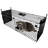 Thealyn Tierkäfig Falle 105 X 40 X 31 cm Doppeltür Tierkäfig Falle Metall Falle Käfig Humane Lebendtierfalle für Kaninchen, streunende Katze, Eichhörnchen, Waschbär, Maulwurf, Gopher, Opossum